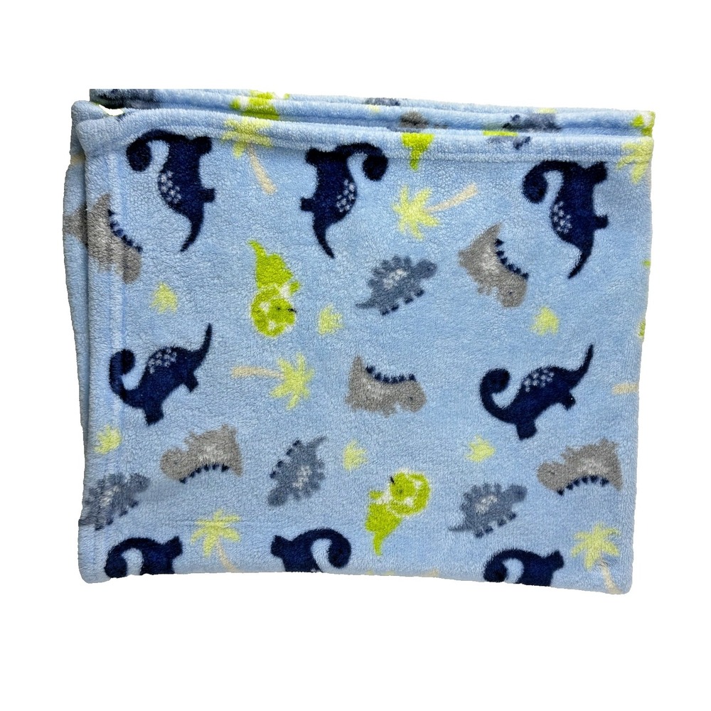 Parents Choice Baby Blanket Dinosaurs Blue Green Soft 30x36